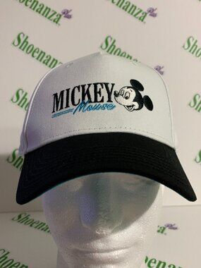 RSVLTS Hat Through The Ears Disney Mickey Mouse Cotton Snapback Cap White Black